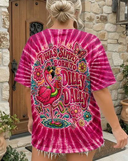 I WAS SIMPLY BORN TO DILLY DALLY FLAMINGO  ALL OVER PRINT - TLTW0405262