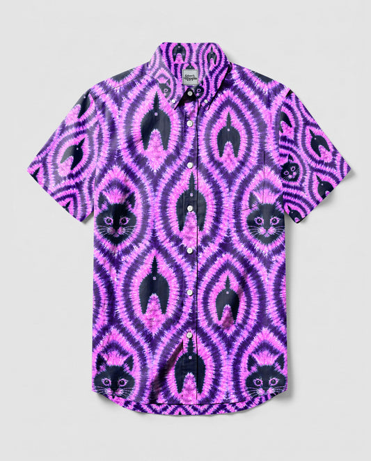 FUNNY CAT PATTERN BUTTON-DOWN COLLAR SHIRT  - TLHN0306262