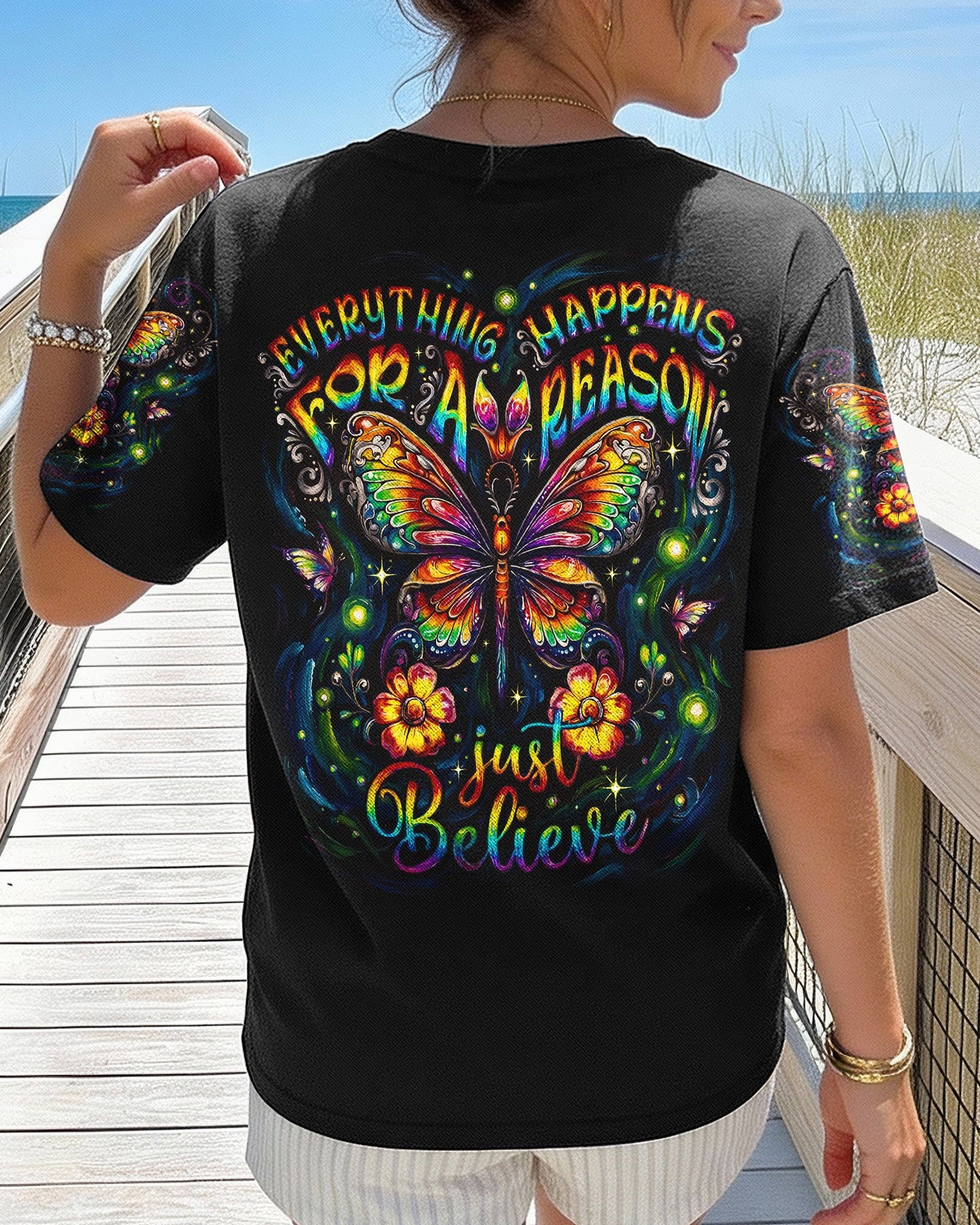 JUST BELIEVE BUTTERFLY GLOW ALL OVER PRINT - KM2404261