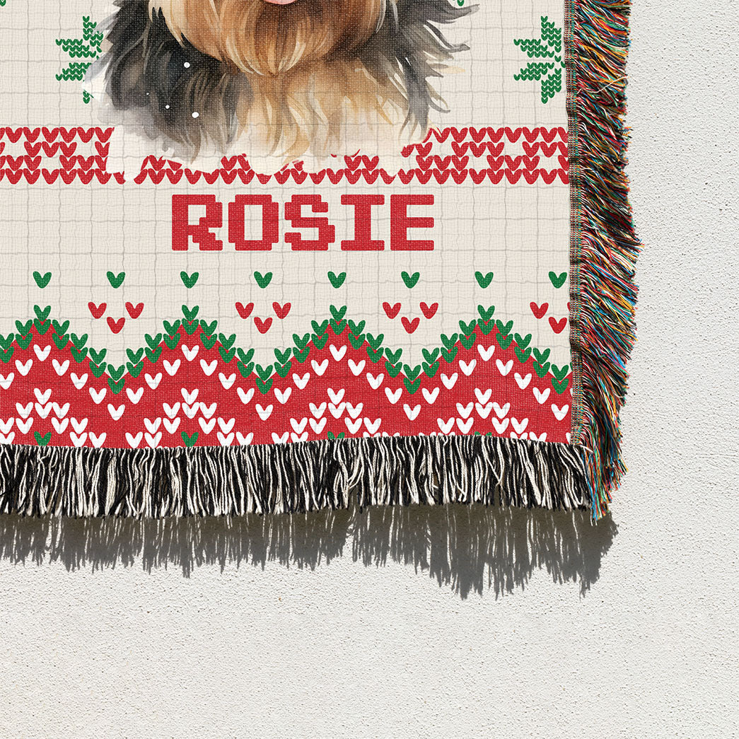 Personalized Pet Dog Cat Dear Santa Imitation Knitted Woven Blanket
