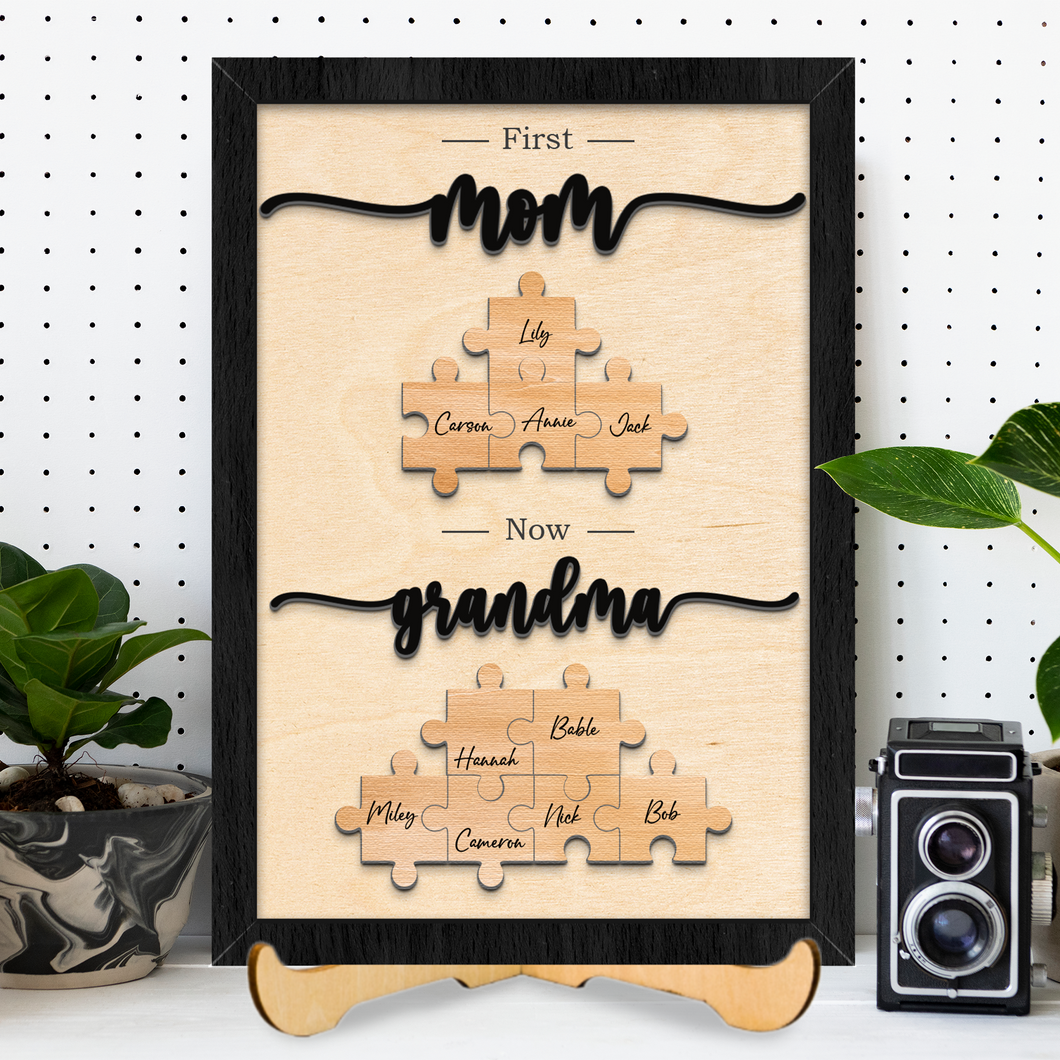 Mother's Day Custom First Mom Now Grandma Puzzle Sign