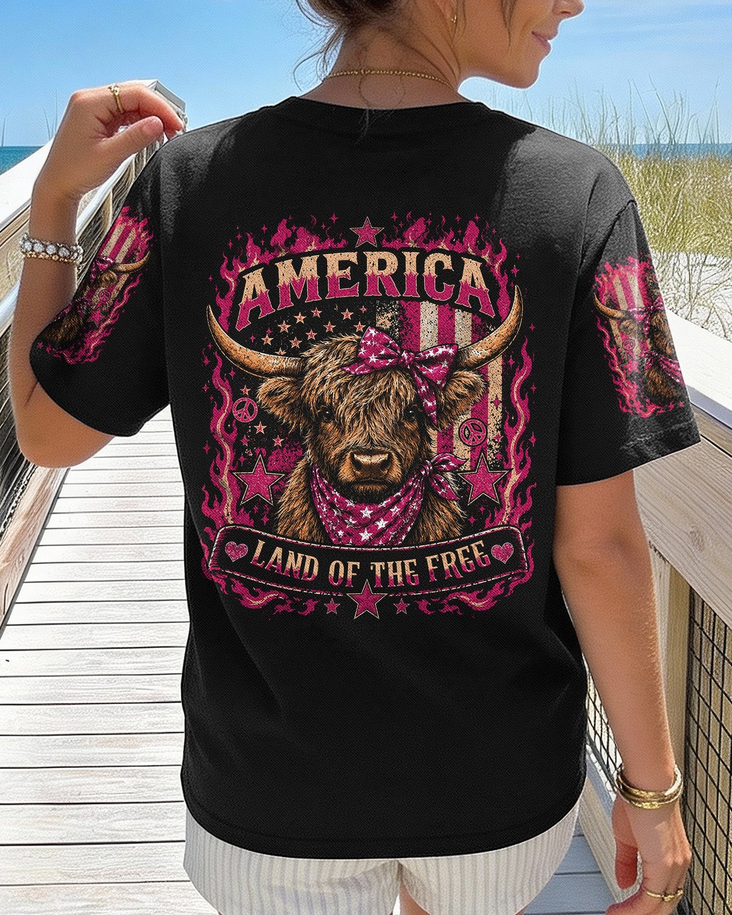 LAND OF THE FREE COW ALL OVER PRINT - TLHN0506261
