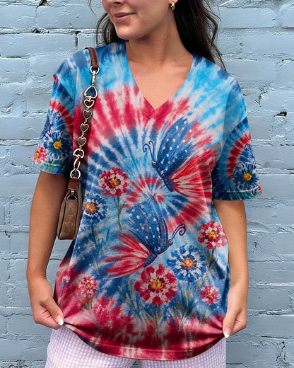 RED WHITE BLUE BUTTERFLY ALL OVER PRINT - RITD2406261