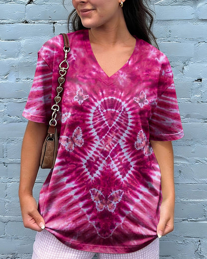 RIBBON BUTTERFLY  BREAST CANCER AWARENESS PINK SWIRL ALL OVER PRINT - TLHN1604261