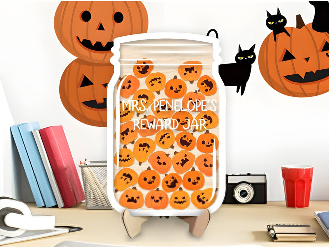 Personalized Pumpkin Halloween Reward Jar