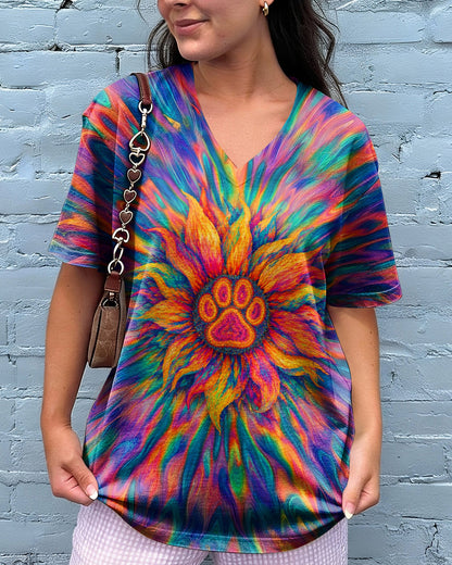 SUNFLOWER WITH PAW PRINT BURST ALL OVER PRINT - TLTW0707263