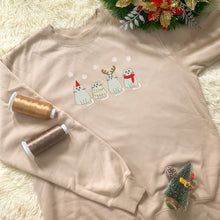 Load image into Gallery viewer, Embroidered Meowy Christmas Hoodie Sweatshirt T-Shirt
