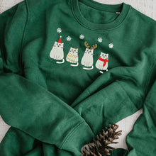 Load image into Gallery viewer, Embroidered Meowy Christmas Hoodie Sweatshirt T-Shirt
