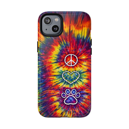 PEACE LOVE PAW PRINT COLORFUL MAGNETIC PHONE CASE - TLNT1604262