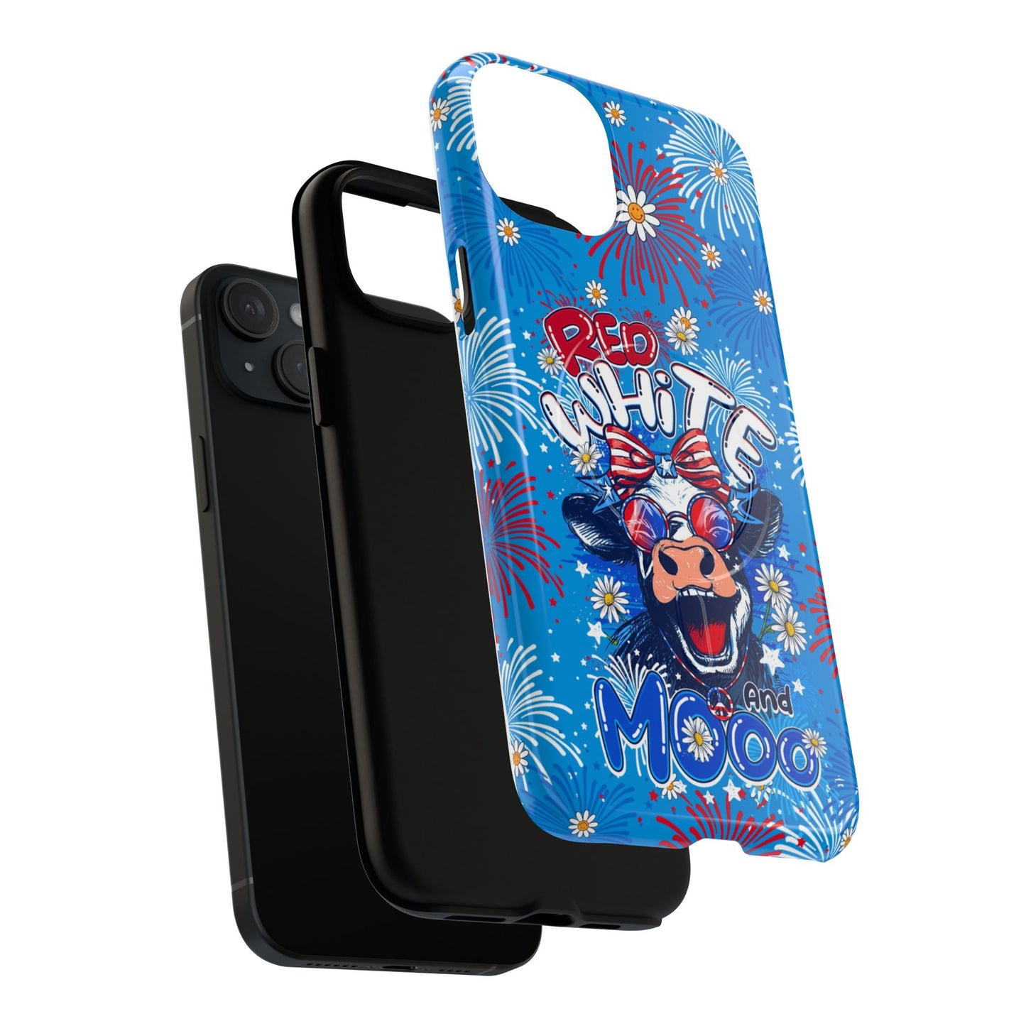 RED WHITE AND MOOO COW MAGNETIC PHONE CASE  - TY1306262