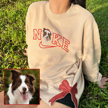 Load image into Gallery viewer, Christmas Embroidered Pet Dog Cat NKE Glitter Bow Hoodie Sweatshirt T-Shirt
