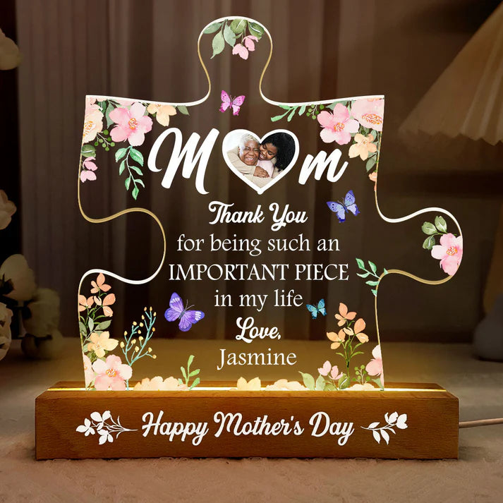 The Most Special Piece In My Life Custom Acrylic Led Night Light, Mother's Day Gift