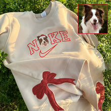 Load image into Gallery viewer, Christmas Embroidered Pet Dog Cat NKE Glitter Bow Hoodie Sweatshirt T-Shirt

