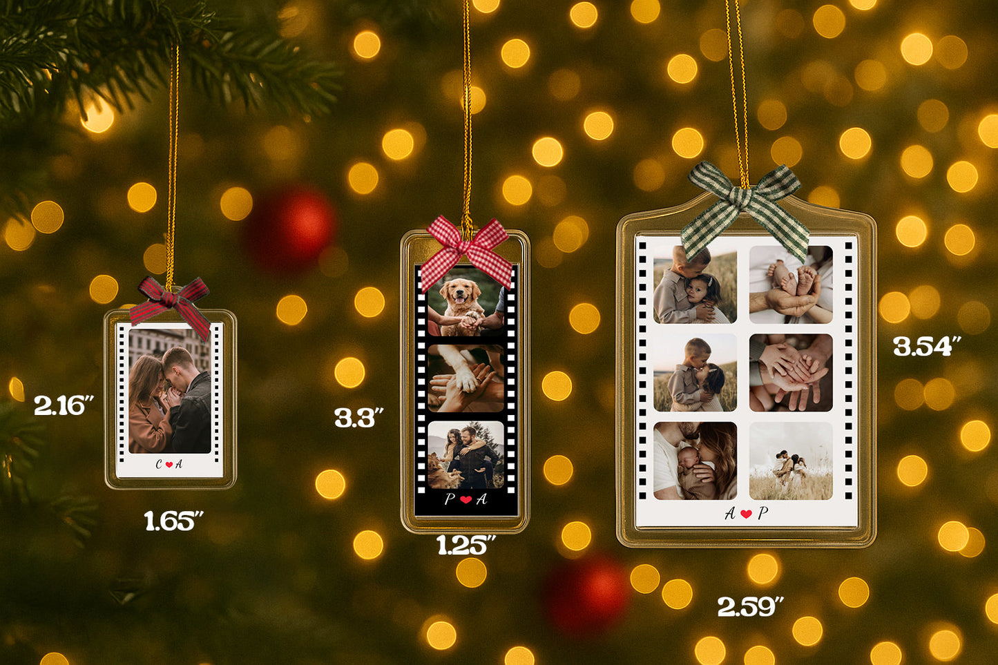 Personalized Photo Strip Christmas Keychain Ornament