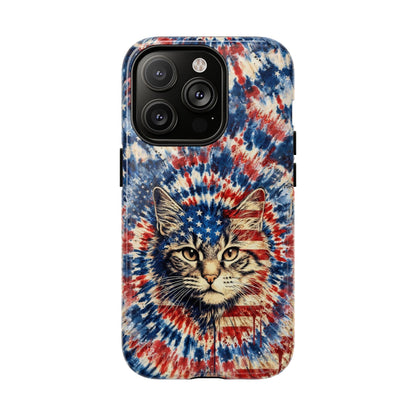 CAT RED WHITE & BLUE VINTAGE MAGNETIC PHONE CASE  - TLHG2004262