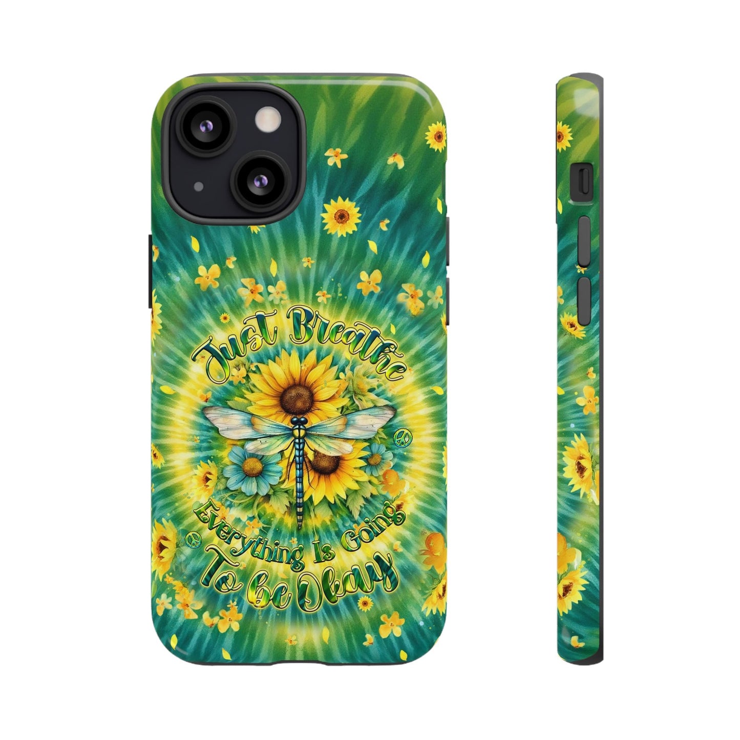 JUST BREATHE DRAGONFLY FLORAL SWIRL PHONE CASE  - TLHG1304263