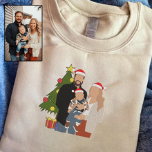 Load image into Gallery viewer, Christmas Embroidered Family Photo Hoodie Sweatshirt T-Shirt
