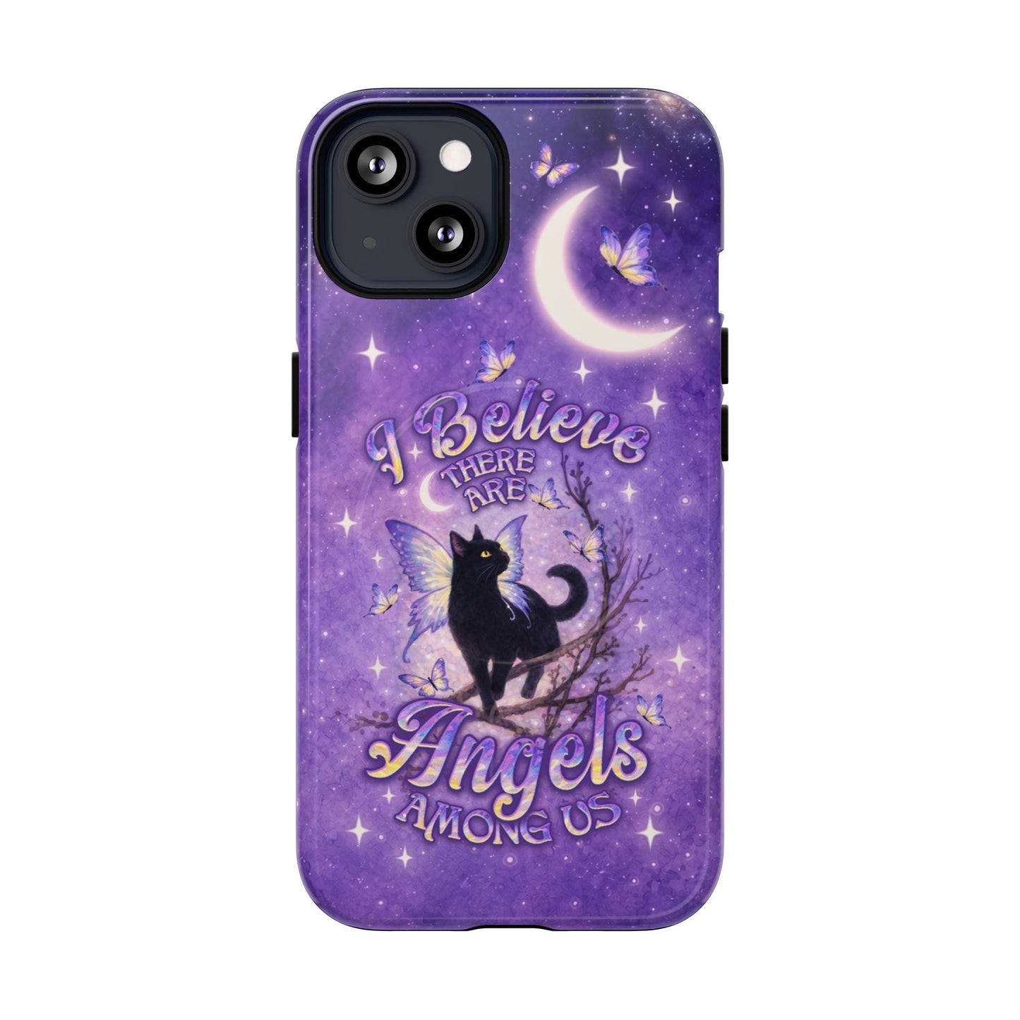 I BELIEVE THERE ARE ANGELS AMONG US BLACK CAT MAGNETIC PHONE CASE  - TLNO2605262