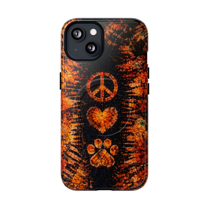 PEACE LOVE PAW PRINT VINTAGE MAGNETIC  PHONE CASE  - TLHN2204264