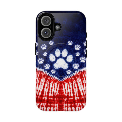 PAW PRINT RED WHITE & BLUE MAGNETIC PHONE CASE - TLTW1604262