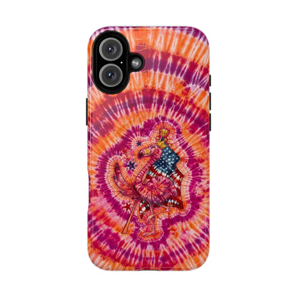 RED WHITE & BLUE FLAMINGO SWIRL MAGNETIC PHONE CASE  - TLNO0405262