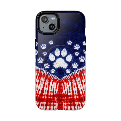 PAW PRINT RED WHITE & BLUE MAGNETIC PHONE CASE - TLTW1604262