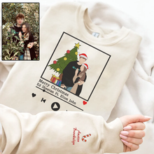 Load image into Gallery viewer, Christmas Embroidered Couple Photo And Song Hoodie Sweatshirt T-Shirt
