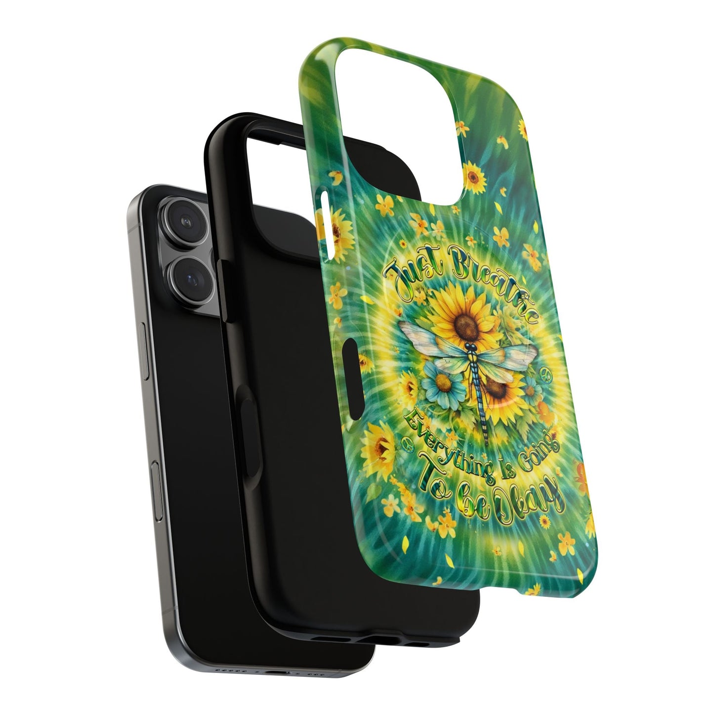 JUST BREATHE DRAGONFLY FLORAL MAGNETIC PHONE CASE  - TLHG1304263