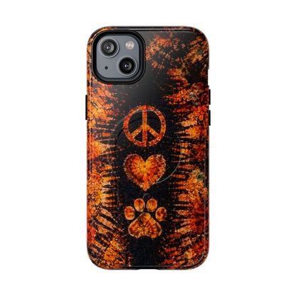 PEACE LOVE PAW PRINT VINTAGE MAGNETIC  PHONE CASE  - TLHN2204264