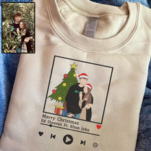 Load image into Gallery viewer, Christmas Embroidered Couple Photo And Song Hoodie Sweatshirt T-Shirt
