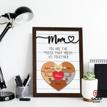 Load image into Gallery viewer, Mother&#39;s Day Personalized Mom Heart Puzzle Sign
