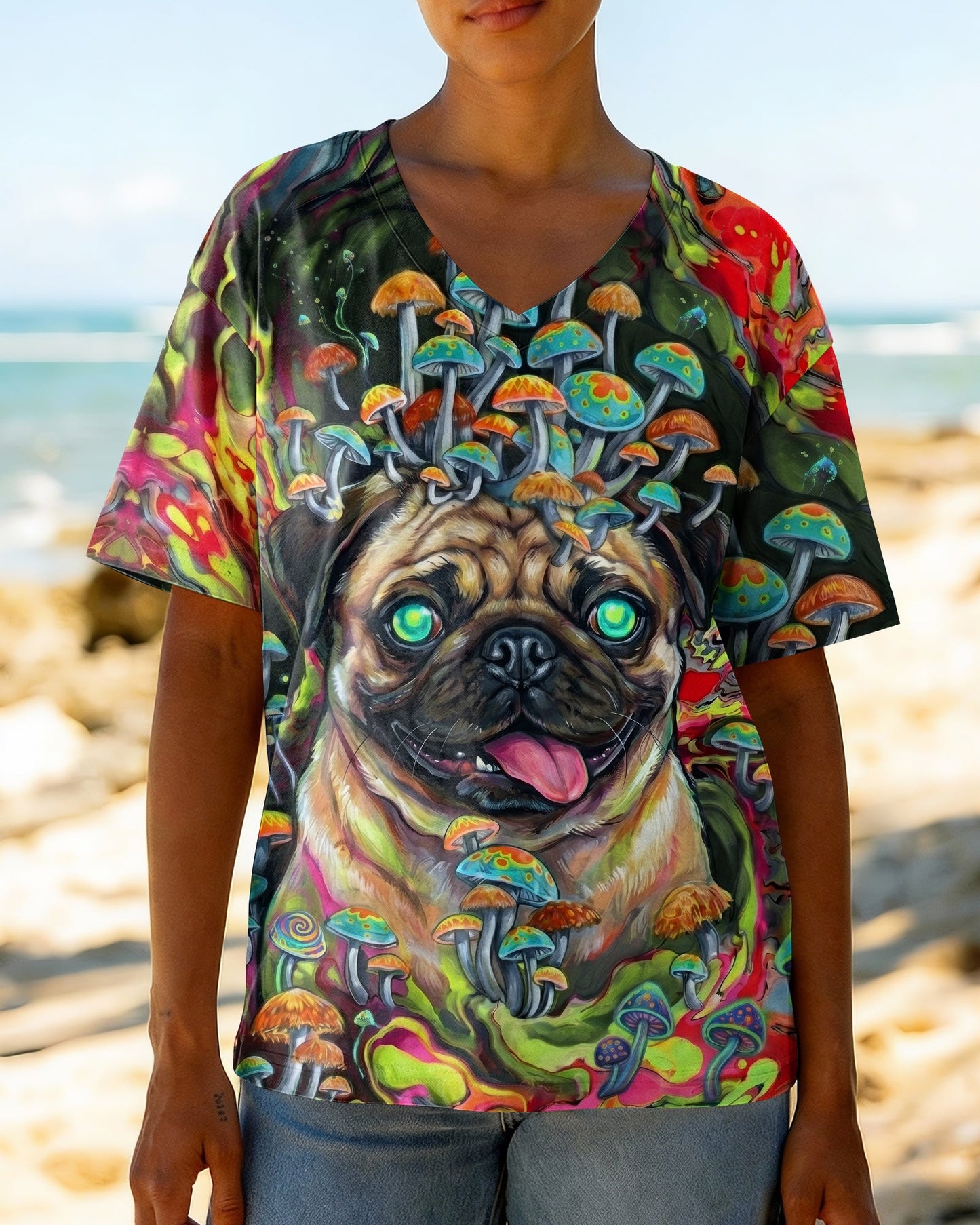 VIBRANT PUG MAGIC MUSHROOM ALL OVER PRINT - RITD0906261