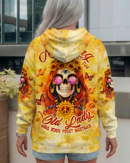 ASSUMING I'M JUST AN OLD LADY SKULL SUNFLOWER ALL OVER PRINT - TLTW1004261