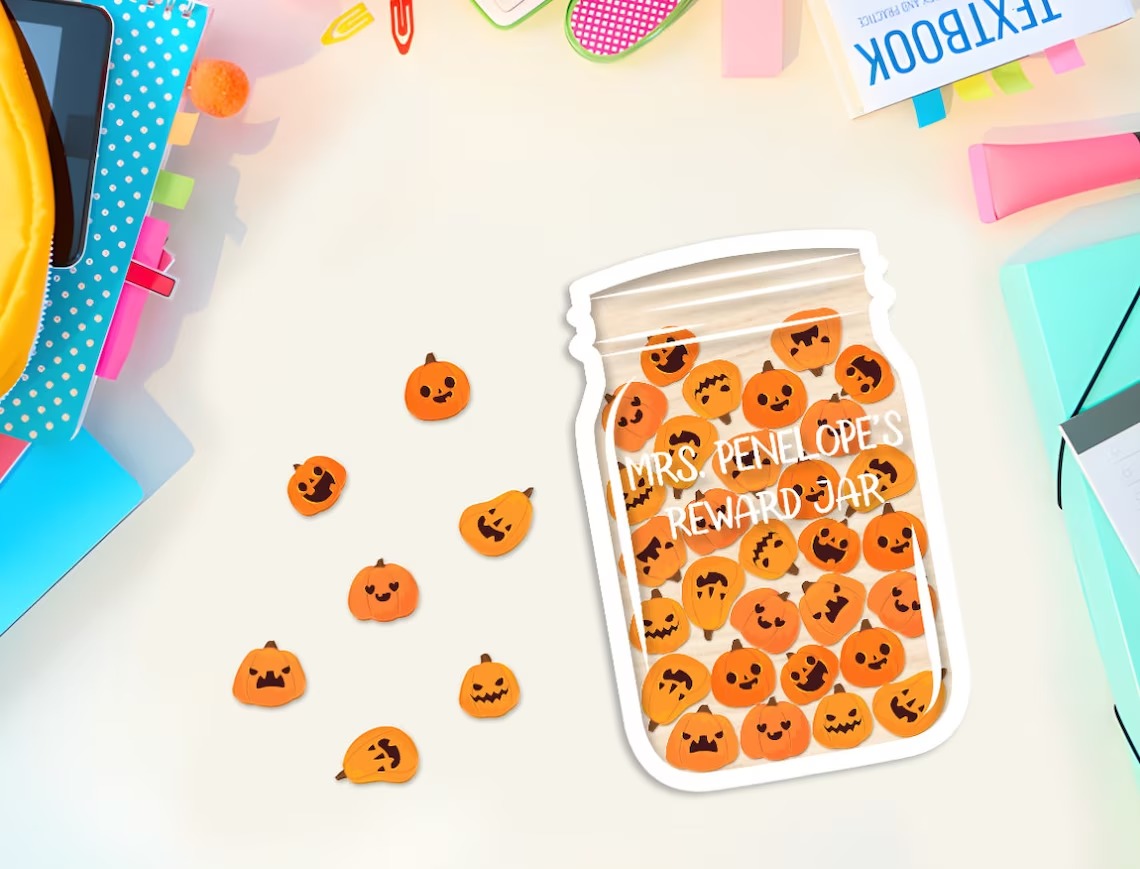 Personalized Pumpkin Halloween Reward Jar