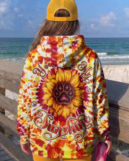 YOU ARE MY SUNSHINE PAW PRINT SUNFLOWER BURST ALL OVER PRINT  - TLTW3006264