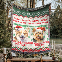 Load image into Gallery viewer, Personalized Pet Dog Cat Dear Santa Imitation Knitted Woven Blanket
