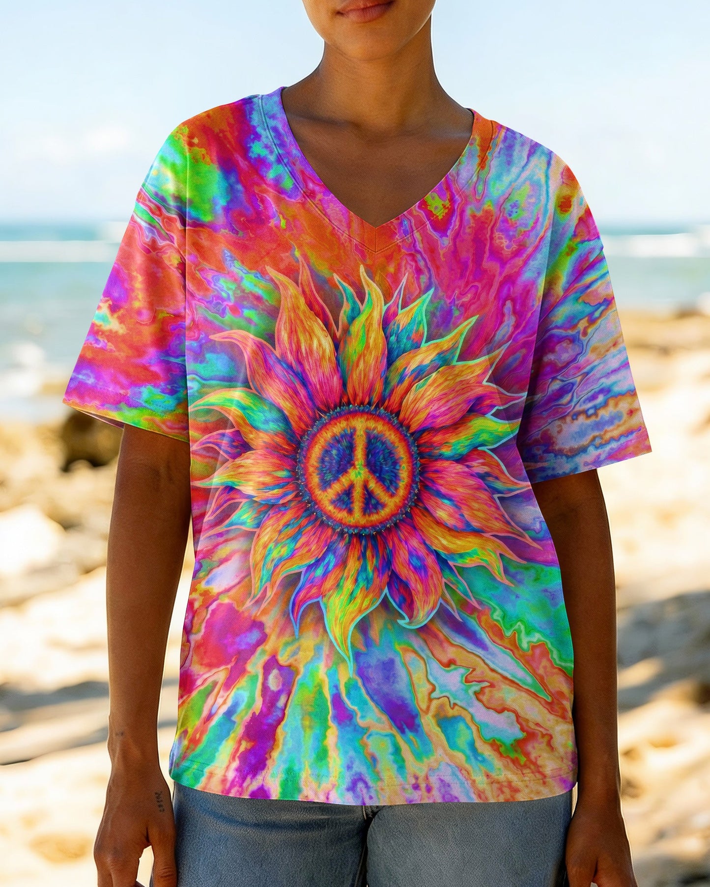 SUNFLOWER LIQUID ART  ALL OVER PRINT - TLTW0907261