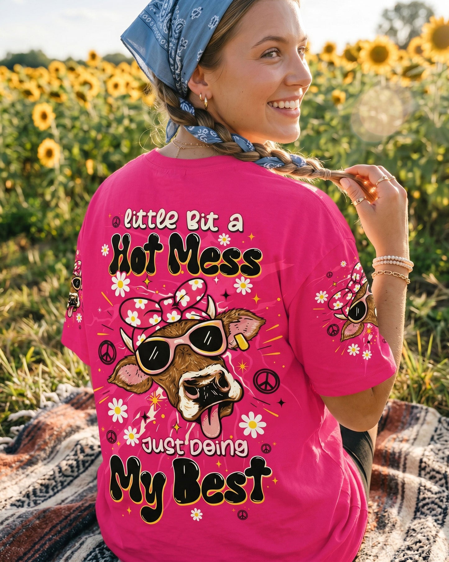 LITTLE BIT A HOT MESS COW ALL OVER PRINT  - TLTW1706264