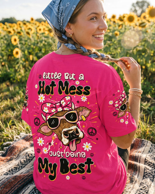 LITTLE BIT A HOT MESS COW ALL OVER PRINT  - TLTW1706264