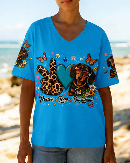 PEACE LOVE DACHSHUND DOG ALL OVER PRINT   - TLHN2005262