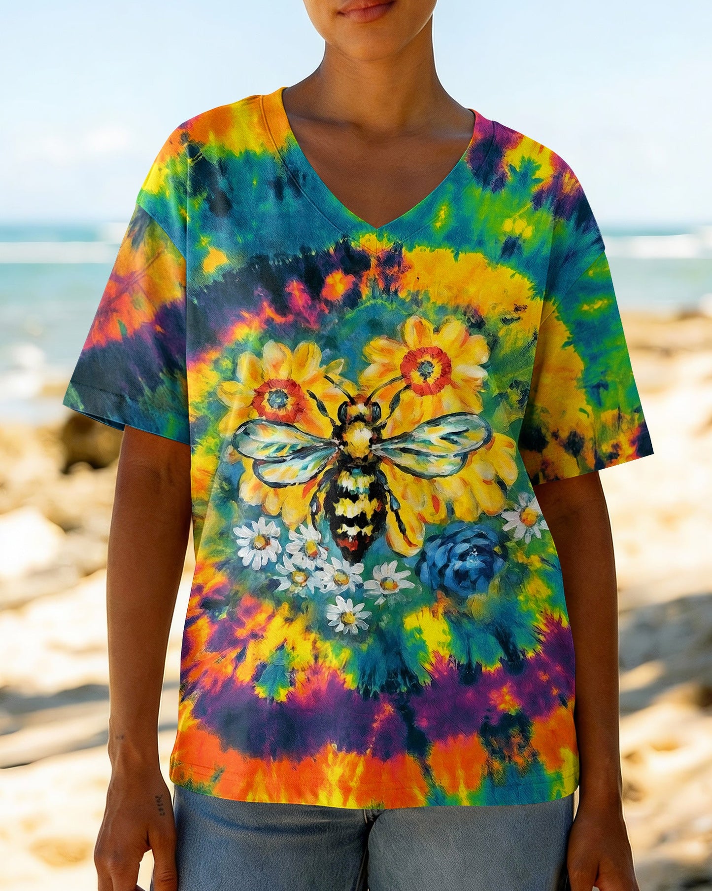 JUST BREATHE BEE SUNFLOWER ALL OVER PRINT - RI2304261