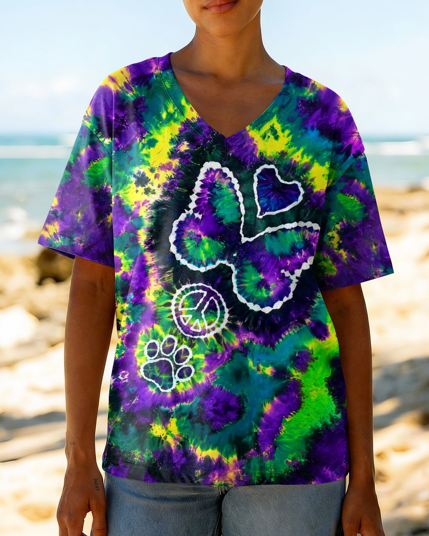 COSMIC BUTTERFLY PEACE LOVE PAW BURST ALL OVER PRINT - TLHG1506261