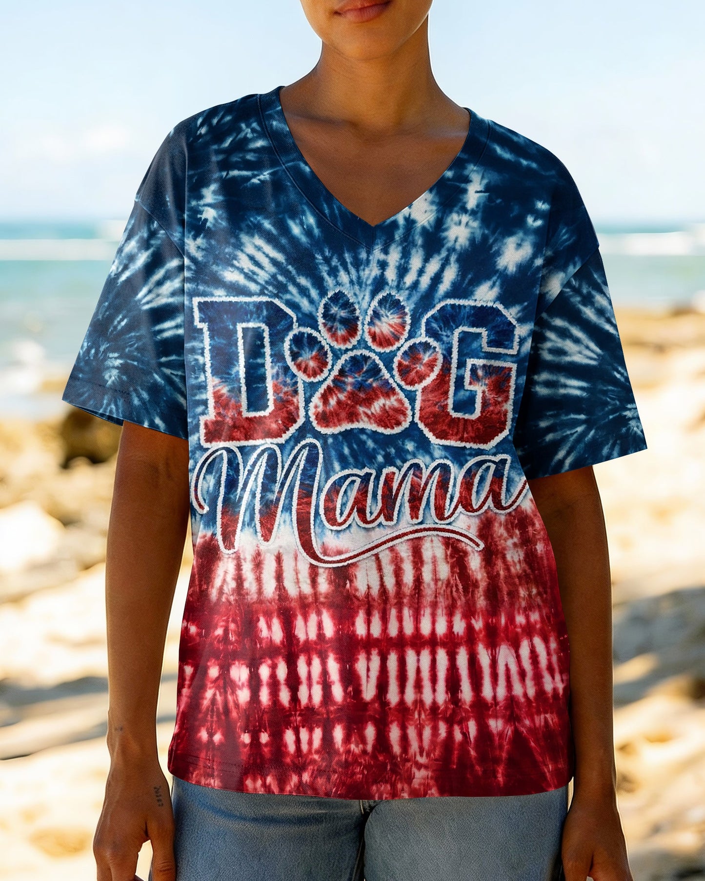 DOG MAMA RED WHITE & BLUE  ALL OVER PRINT  - TLNT2204263