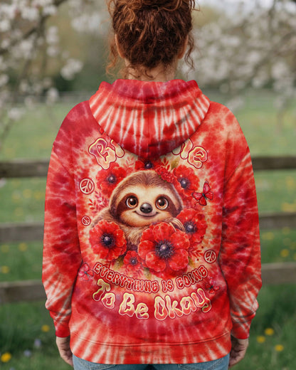 JUST BREATHE SLOTH RED SWIRL ALL OVER PRINT - TLTW0804261