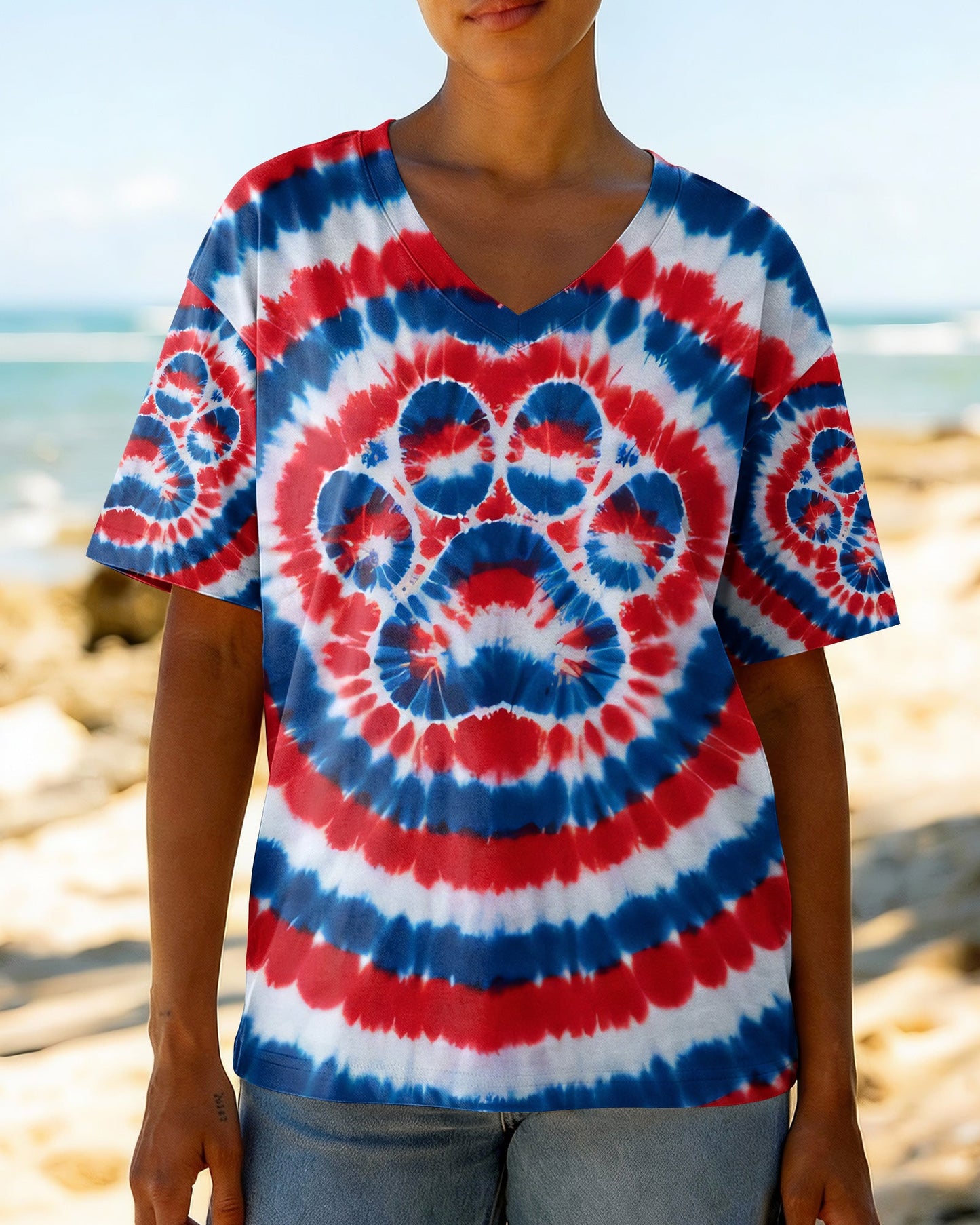 RED WHITE AND BLUE PAW ALL OVER PRINT - TYQY0104261