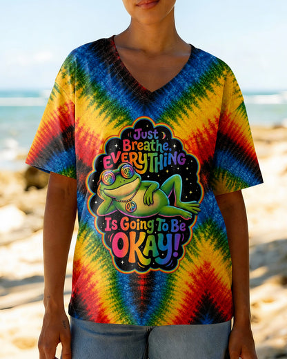 JUST BREATHE FROG COLORFUL ALL OVER PRINT - KMTM1506261