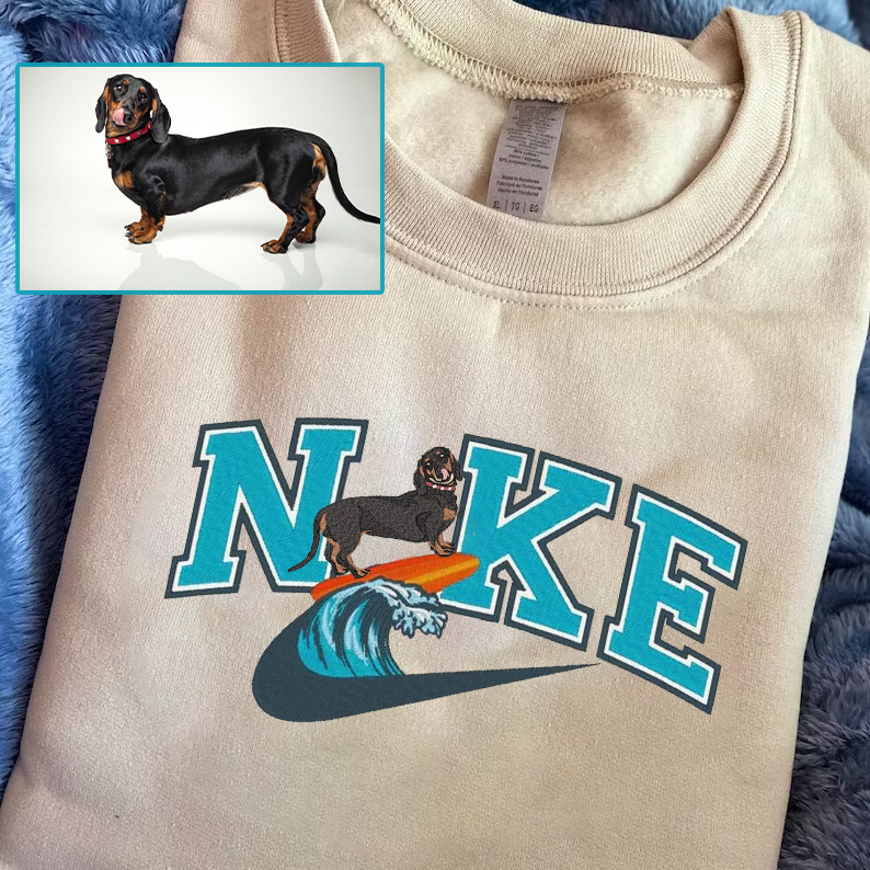 Personalized Embroidered Pet Dog Cat Surfer Hoodie Sweatshirt T-Shirt