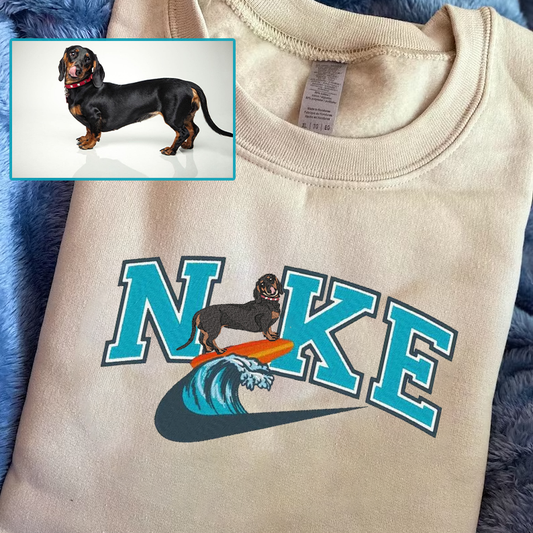 Personalized Embroidered Pet Dog Cat Surfer Hoodie Sweatshirt T-Shirt