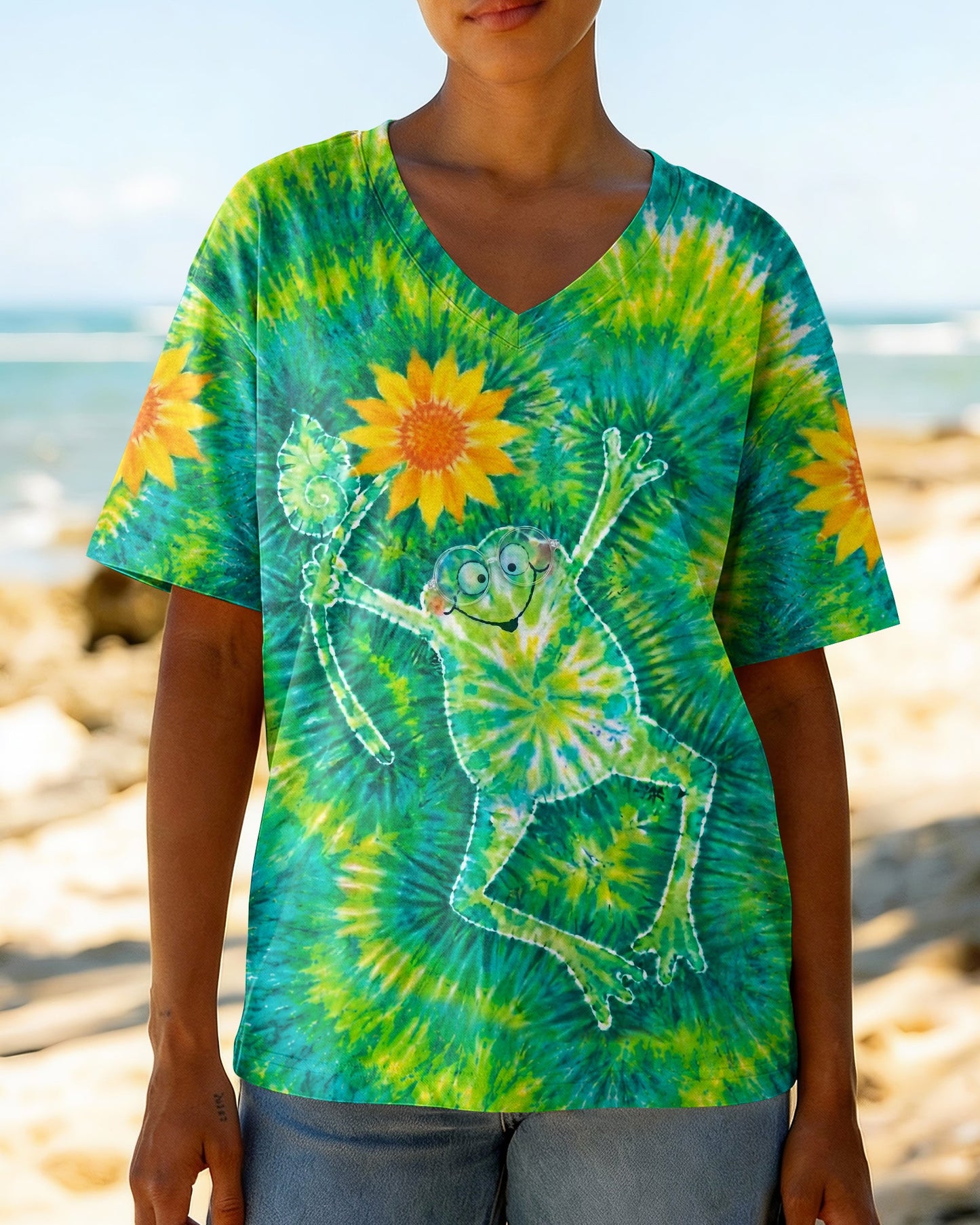 FROG SUNFLOWER SWIRL ALL OVER PRINT   - TLHN1906264