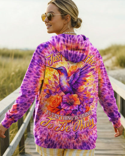 JUST BREATHE HUMMINGBIRD FLORAL SWIRL ALL OVER PRINT - TLNO0804262
